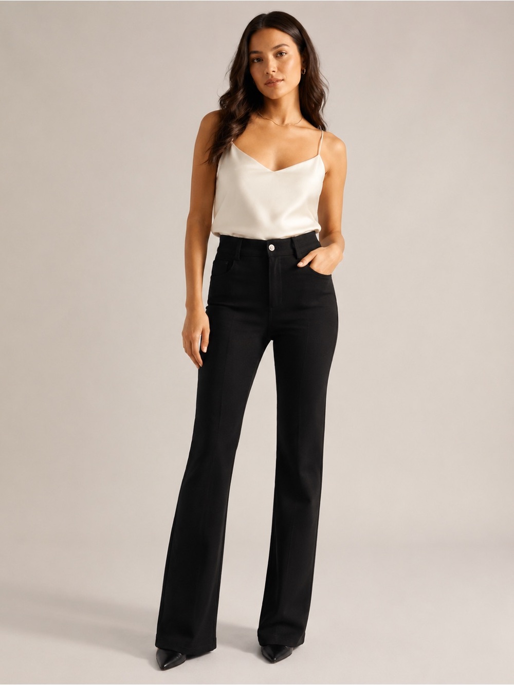 Theory Garreto Black Modern Crepe Scuba Bootcut Trousers  Size 6